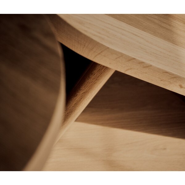 Fraya Round White Oak Side Table Tall - Live from Detroit™ Lifestyle 19